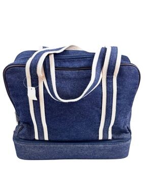 NWT Bath & Body Works Denim Toiletry Bag Makeup Case w/ Bottom Zip Compartment